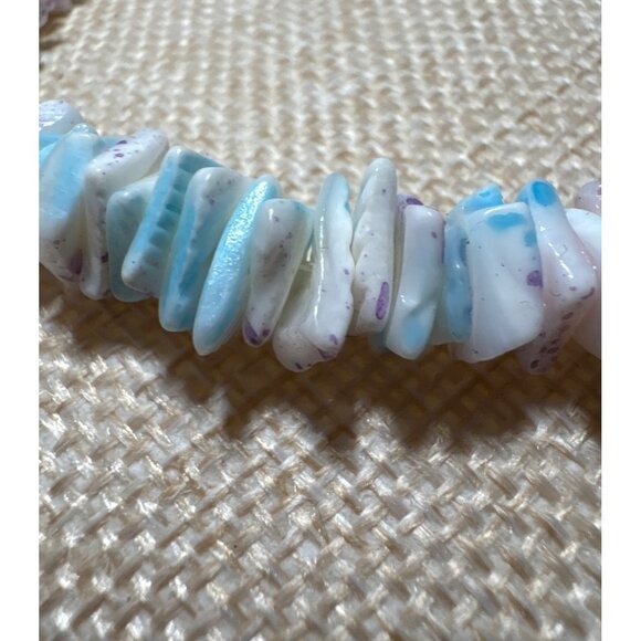 Chip Stone Bracelet Vintage Blue White Purple With Lobster Clasp - Picture 3 of 7